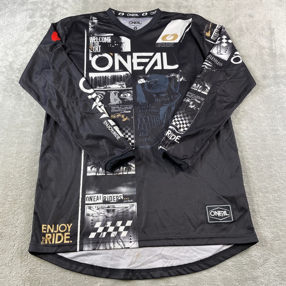 ONeal MX Element Motocross Jersey Mens Medium Black White Racing Dirt Bike